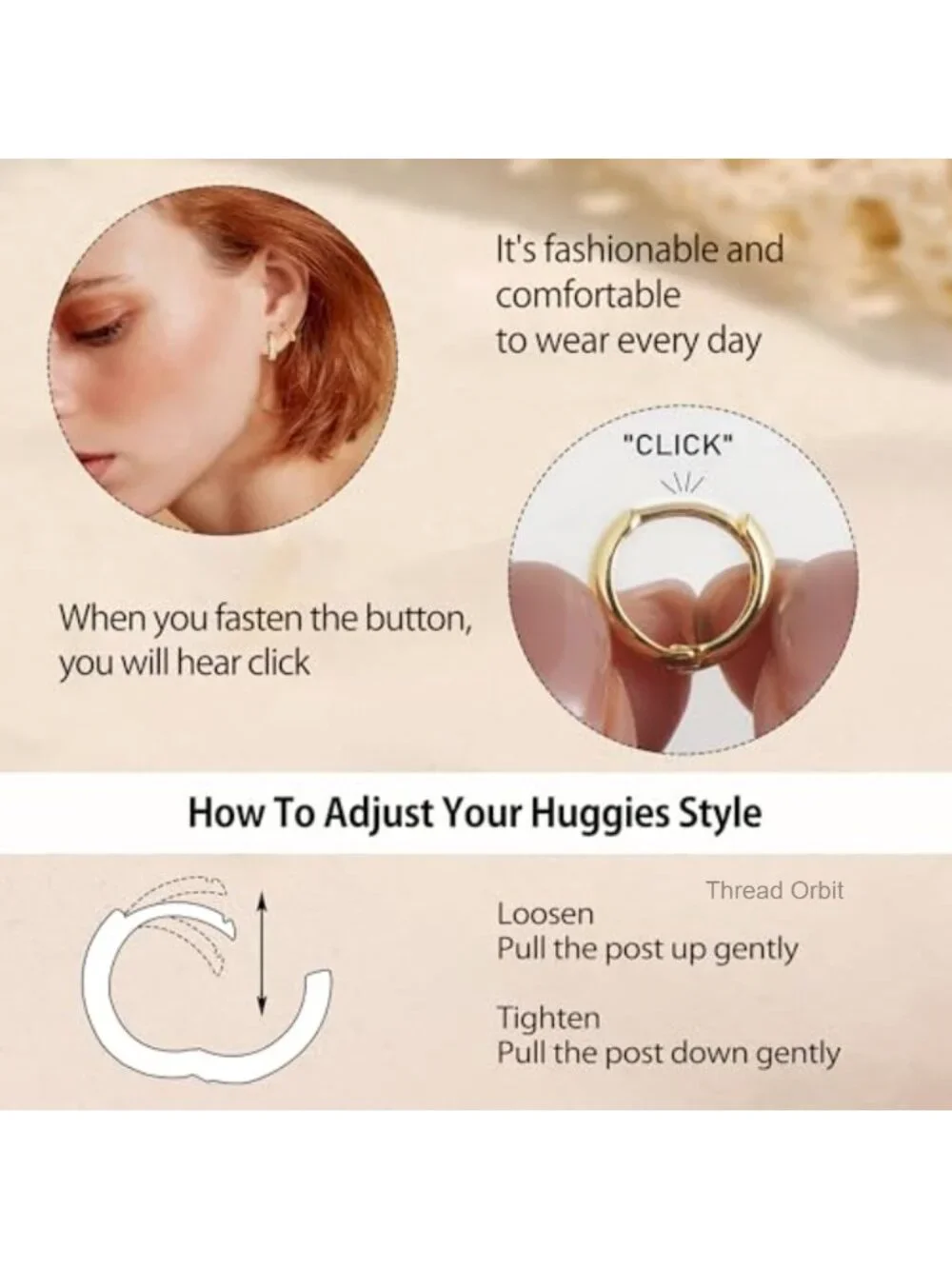 14K Gold Plated Hoop Earrings Set, Hypoallergenic CZ Huggie Earrings